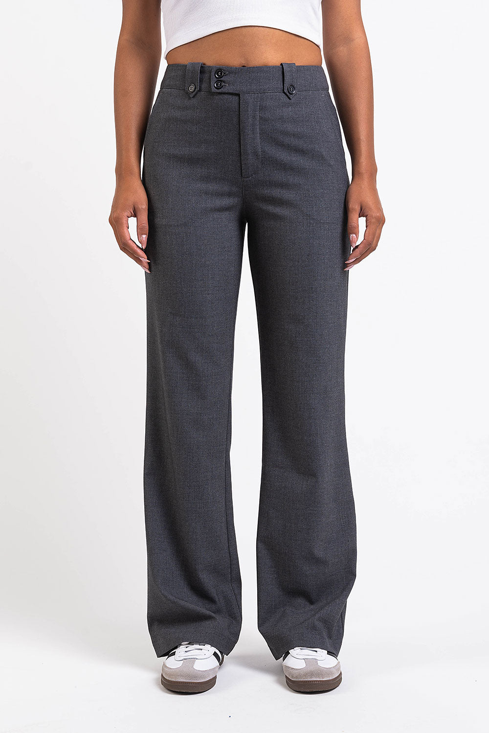 Bonnie 02High Straight Suit Pants - Grey