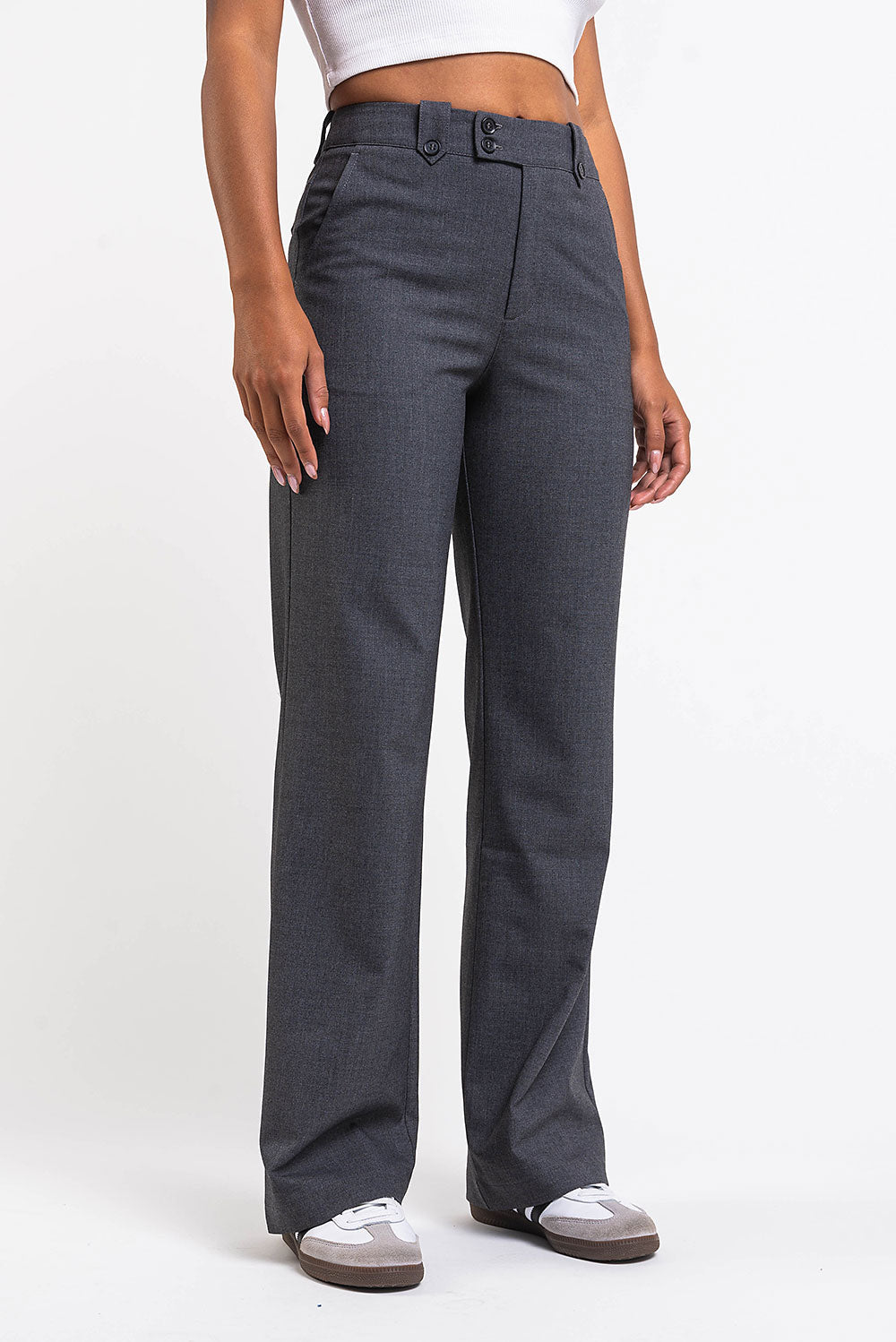 Bonnie 02High Straight Suit Pants - Grey