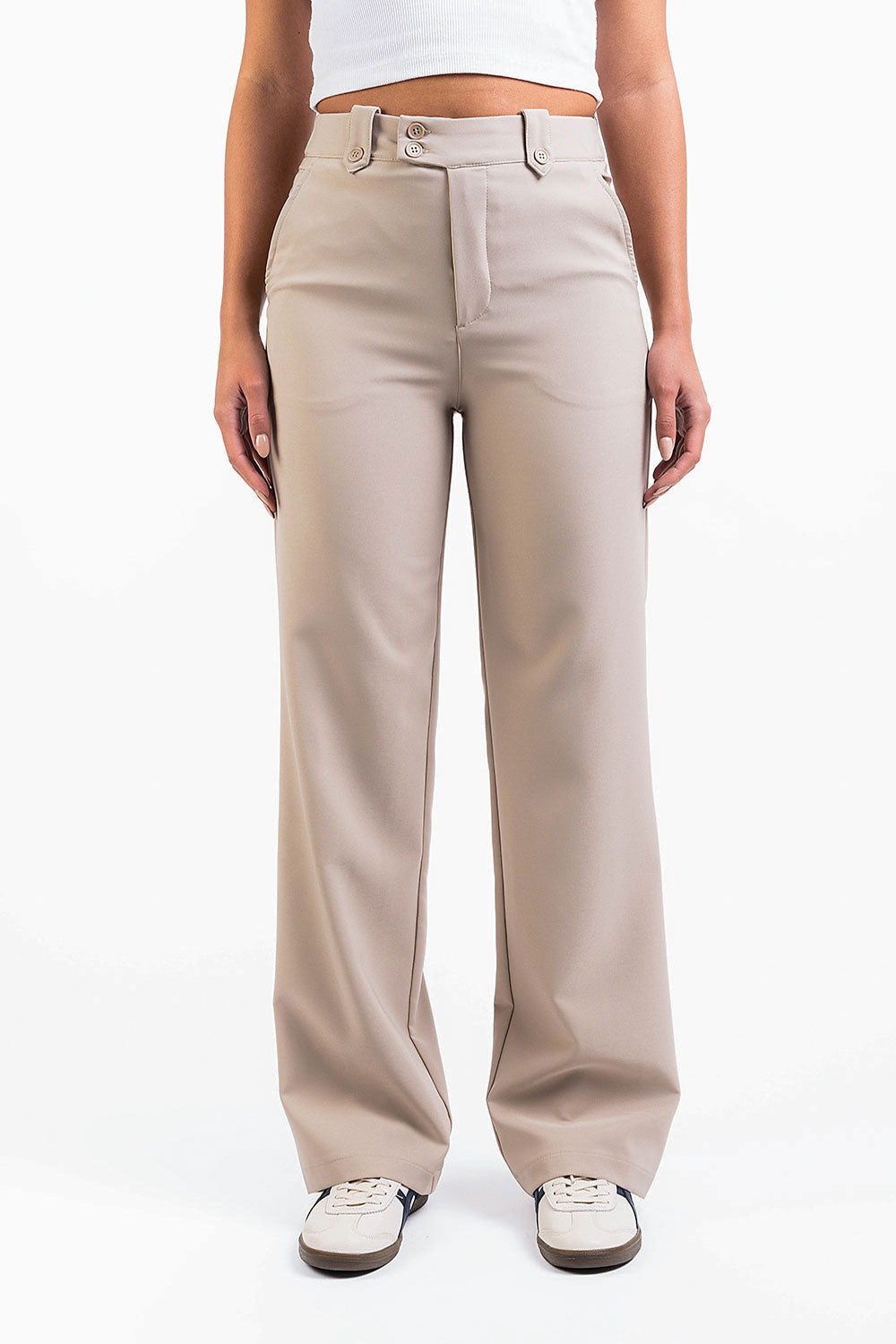 Bonnie 02High Straight Suit Pants - Beige