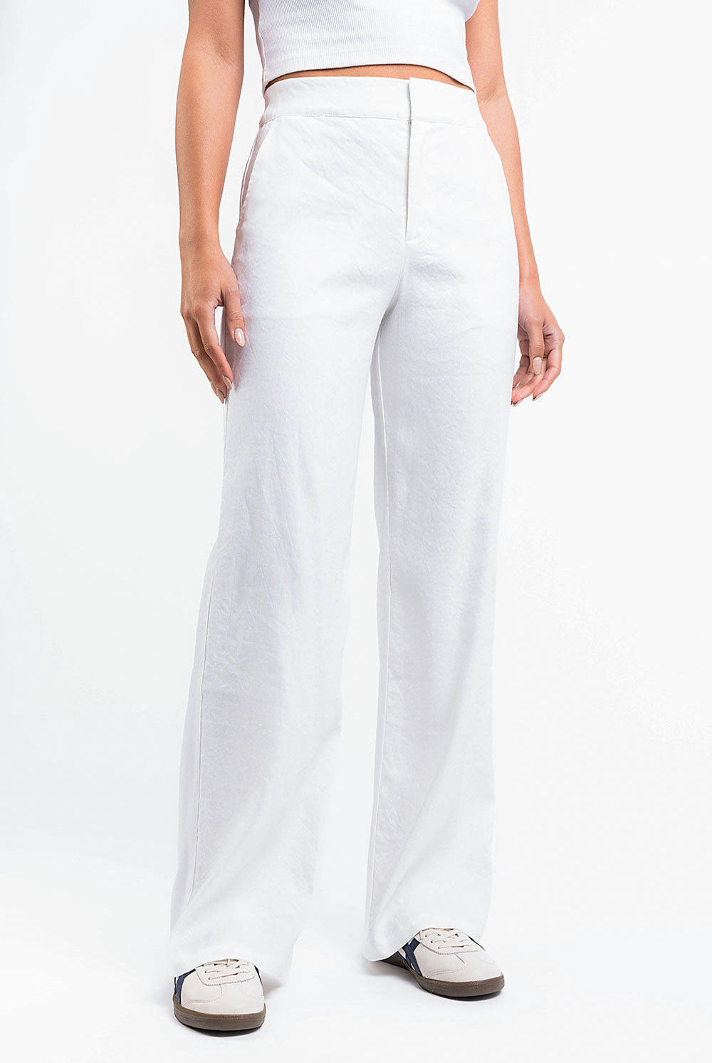 Edda 01High Straight Linen Pants - White