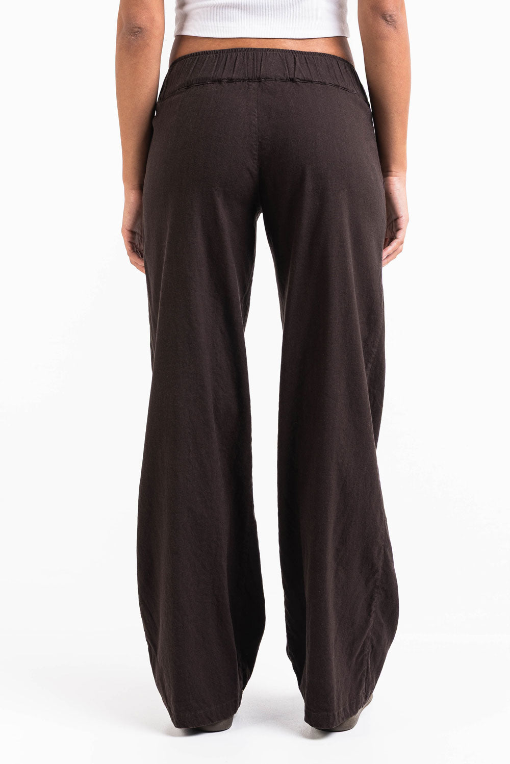 Mabel 03Low LinStretch Straight Linen Pants - Brown – MADLADY