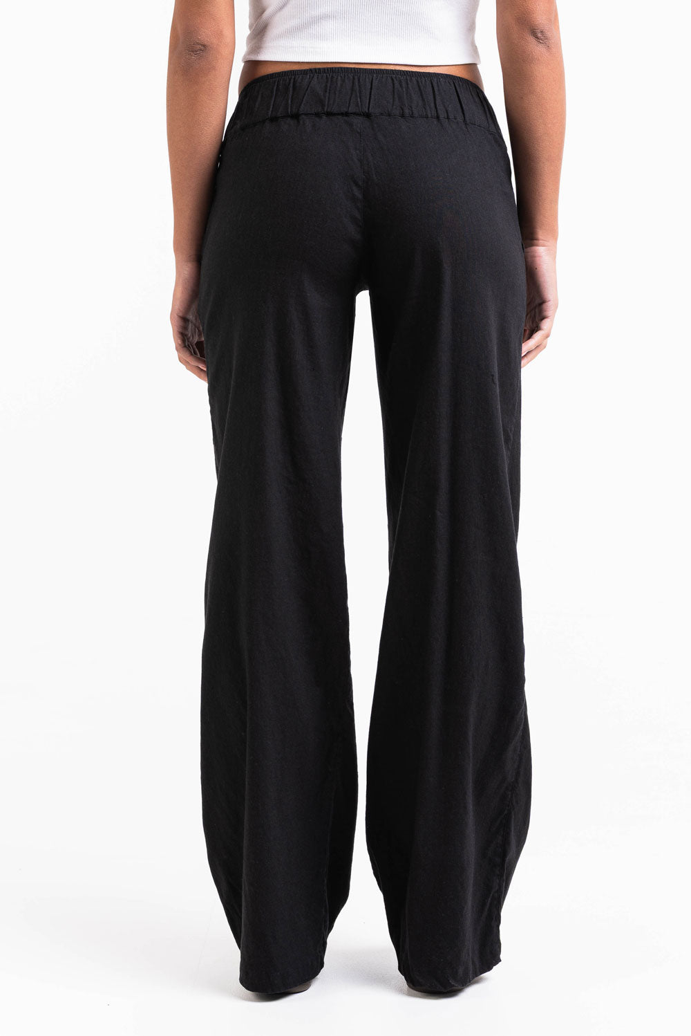 Mabel 03Low LinStretch Straight Linen Pants - Black – MADLADY