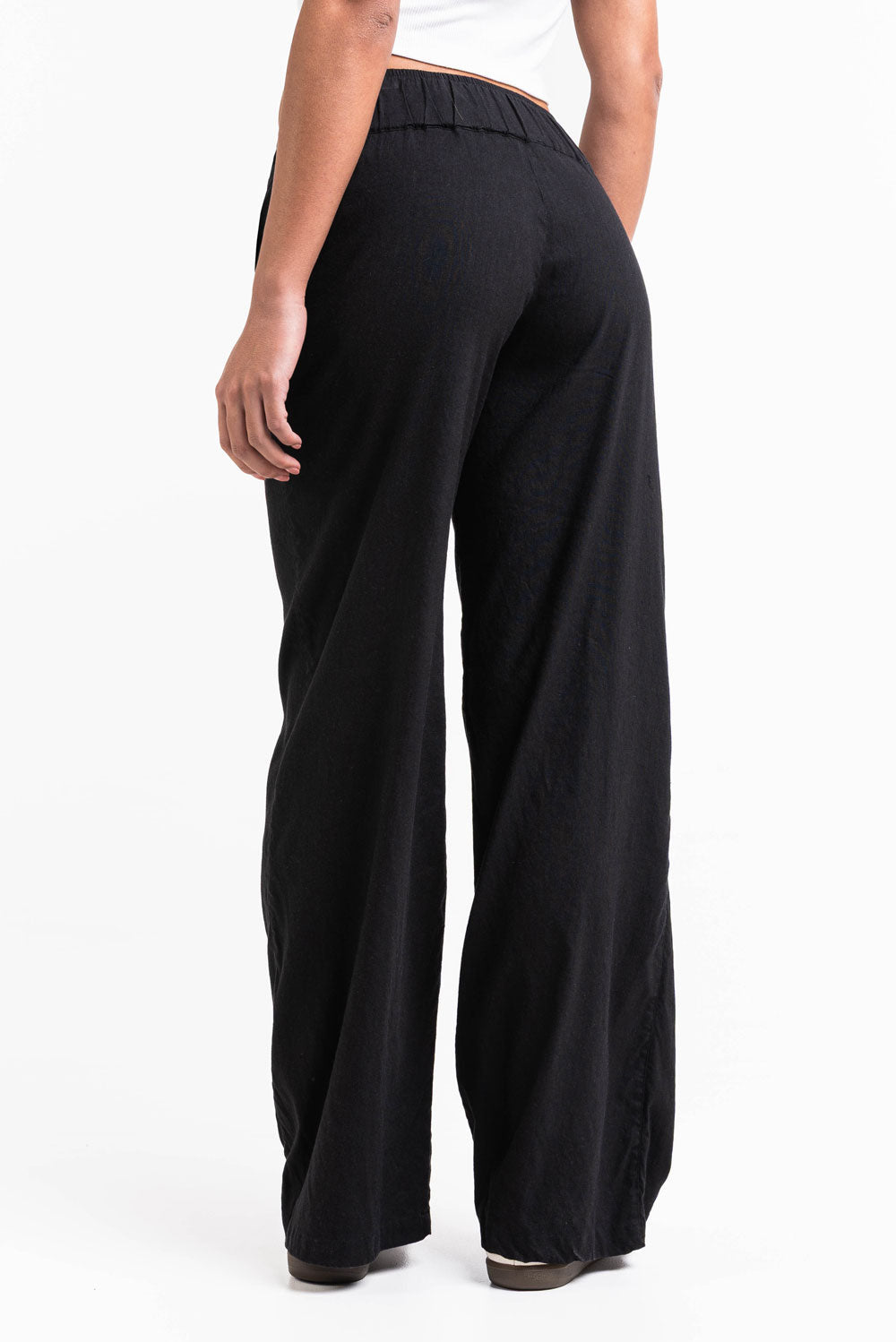 Mabel 03Low LinStretch Straight Linen Pants - Black – MADLADY