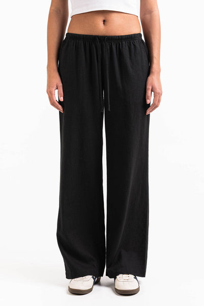 Mel 04Low Straight Linen Pants - Black – MADLADY