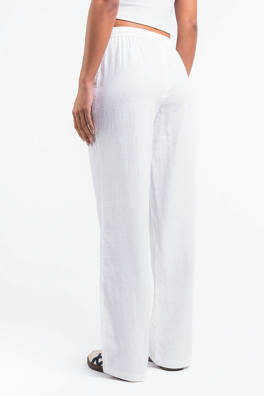 Mila 01Mid Straight Linen Pants - White