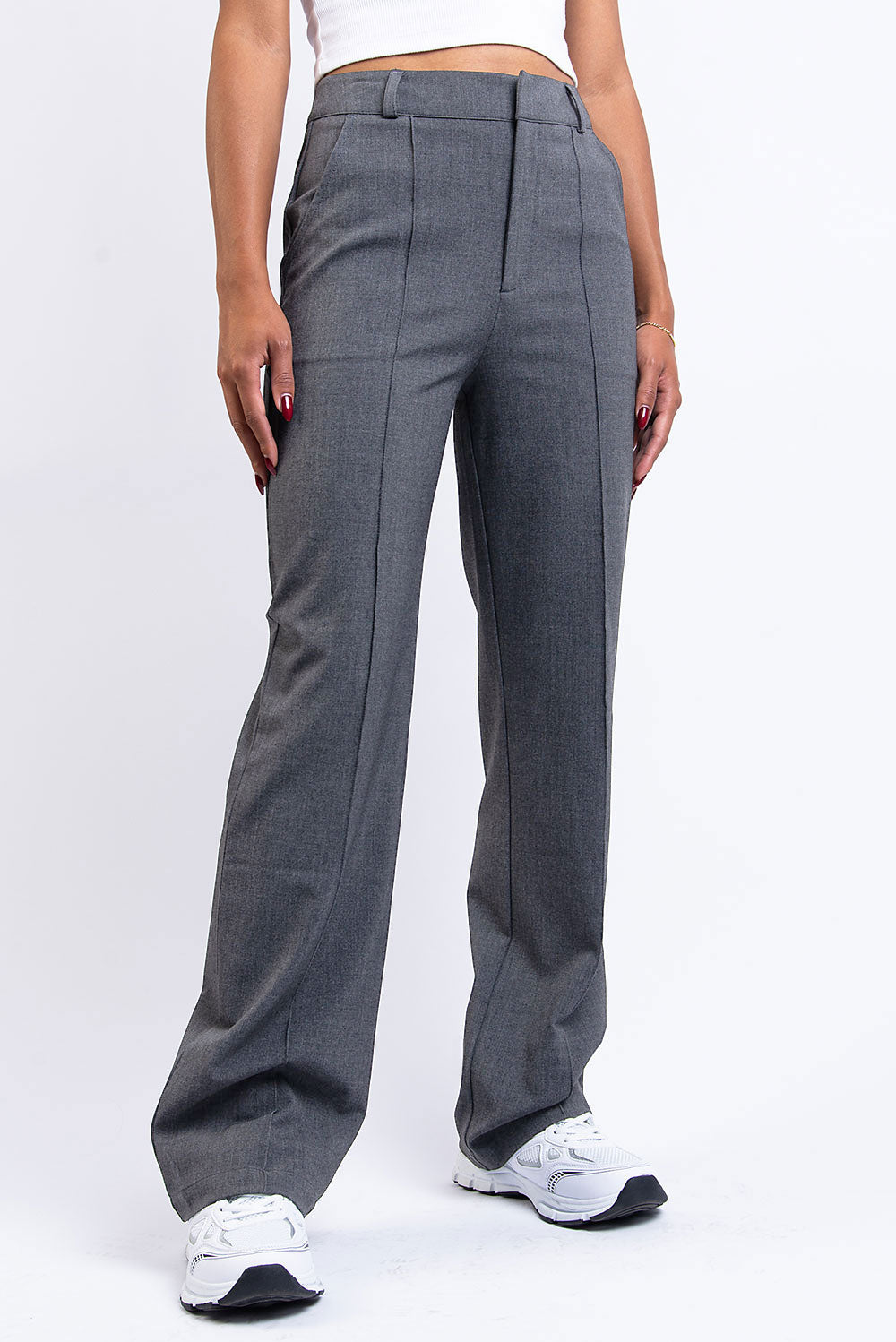 Nova 02High Straight Suit Pants - Grey