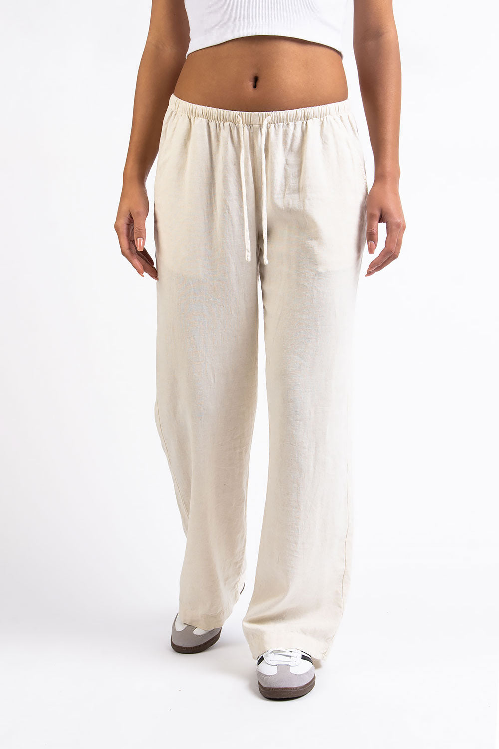 Mel 04Low Straight Linen Pants - Light Beige – MADLADY