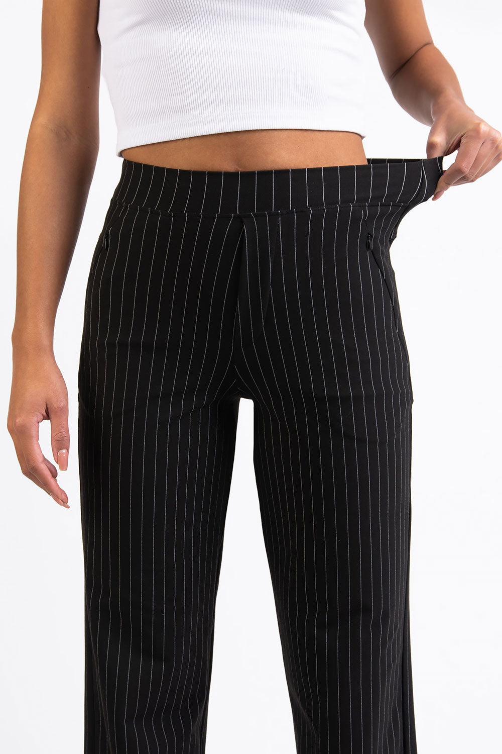 Holly 01High ActiveFlex Straight Pants - Black Striped – MADLADY