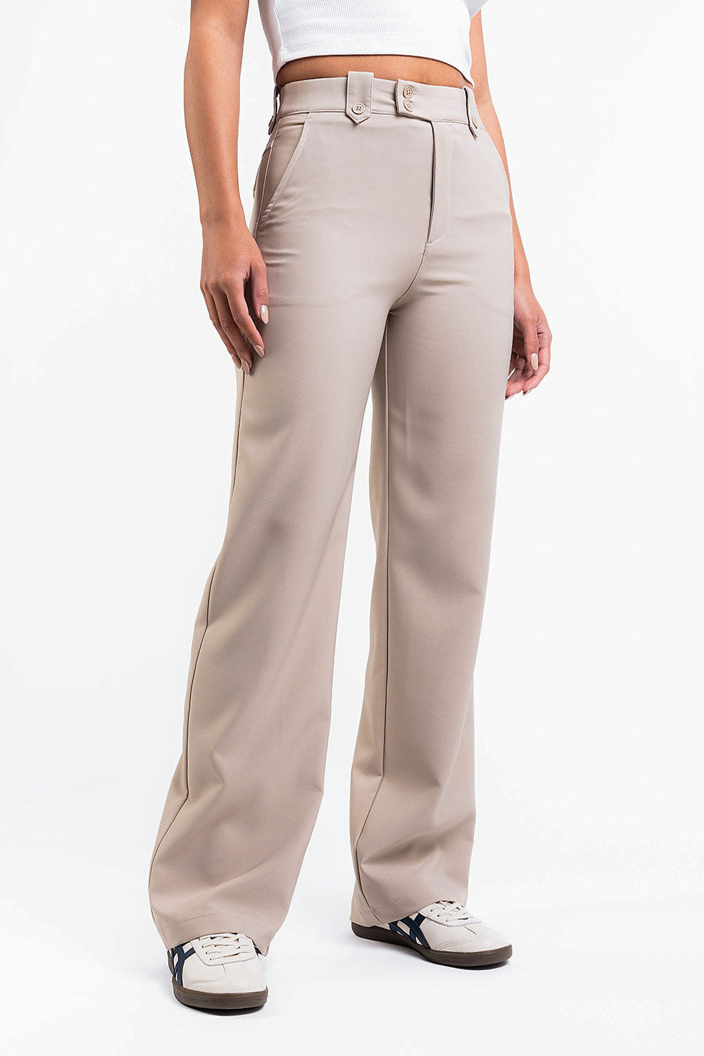 Bonnie 02High Straight Suit Pants - Beige