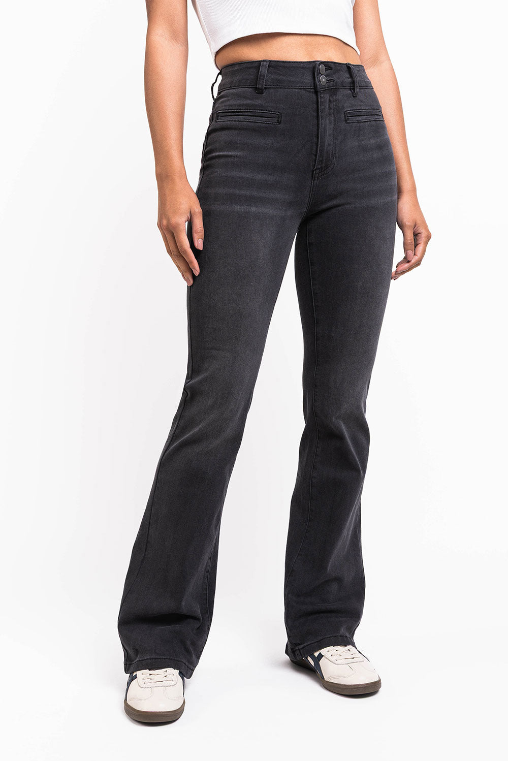 Claire 05High Bootcut Jeans - Washed Black