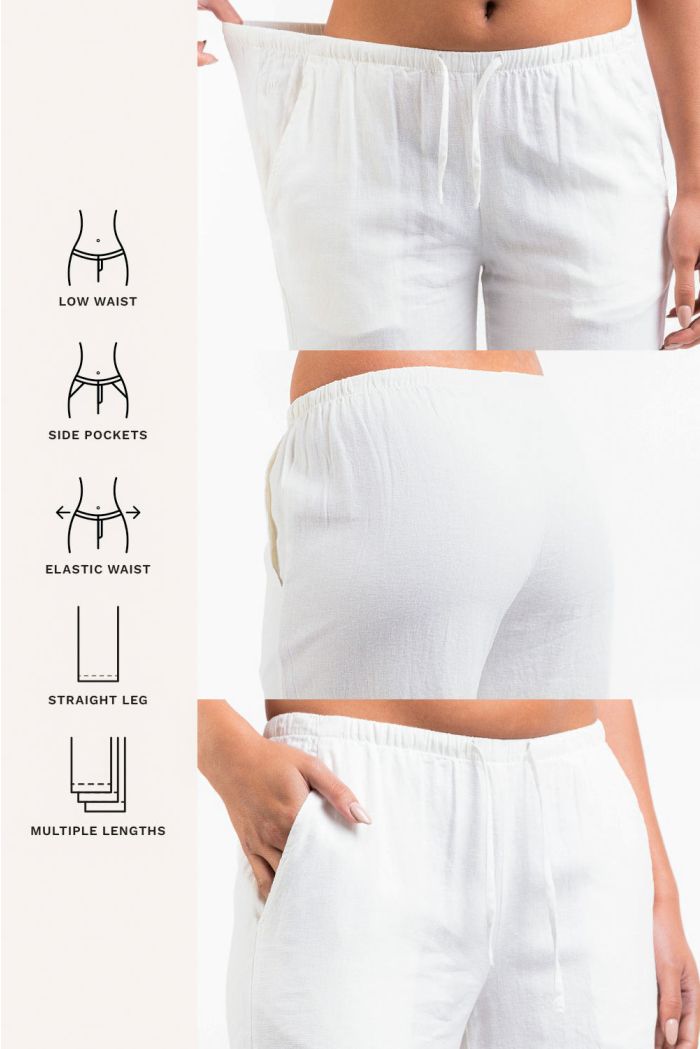 Mila 01Mid Straight Linen Pants White MADLADY