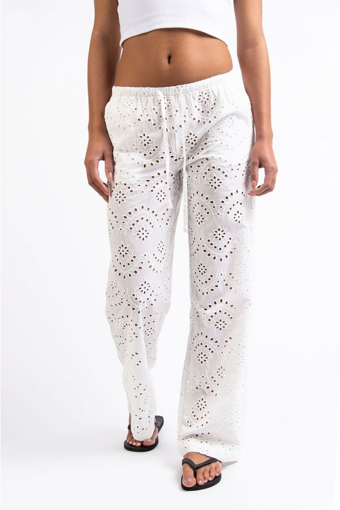 Carla 01High Flared Linen Pants Beige MADLADY