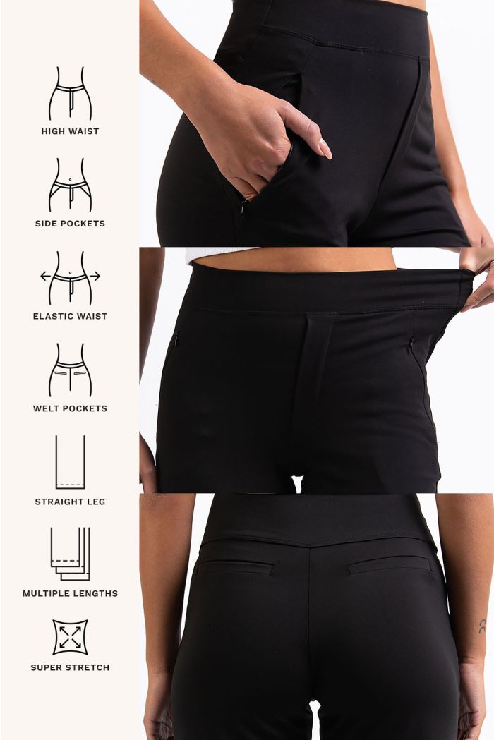 Holly 03High Activeflex Straight Pants Black MADLADY