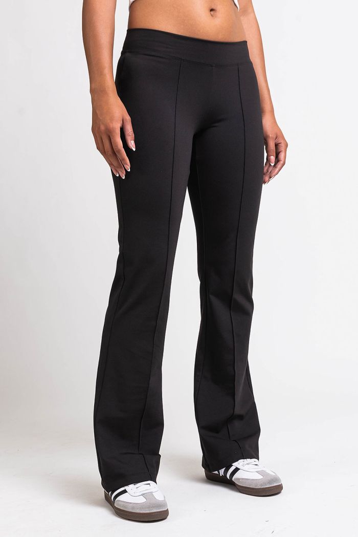 Active Low Waist Ultra Stretch Bootcut Suit Pants With Pintucks Jessie Black MADLADY