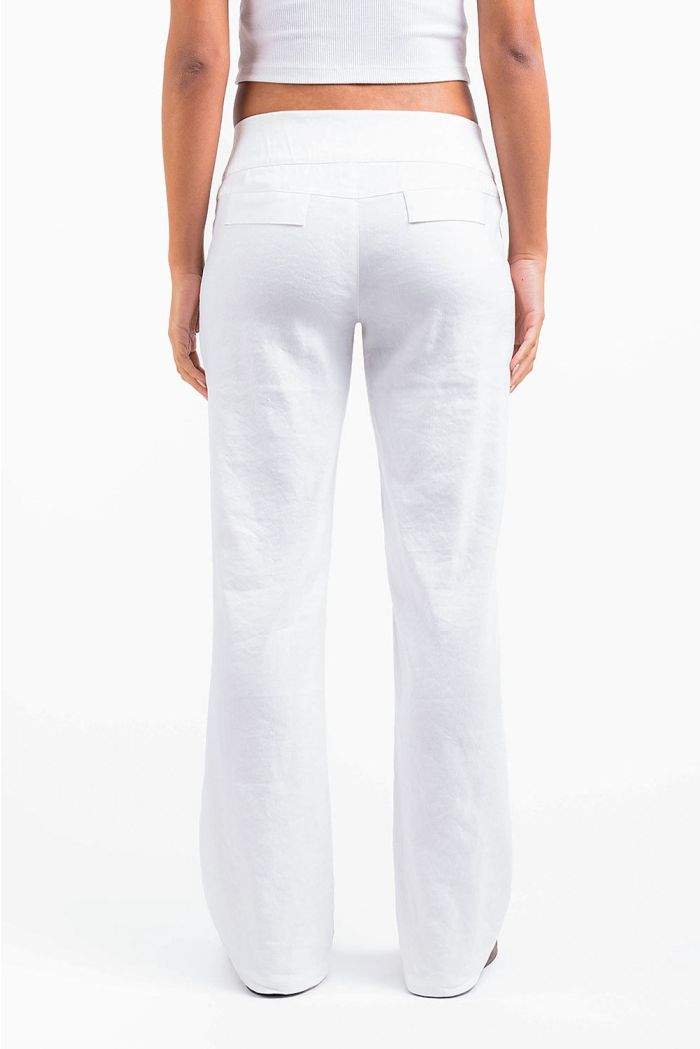 パンツ MOTHER Women Straight Pants 10278544TNN White Wonder Woman White High Waist Straight Leg Trousers With Hem