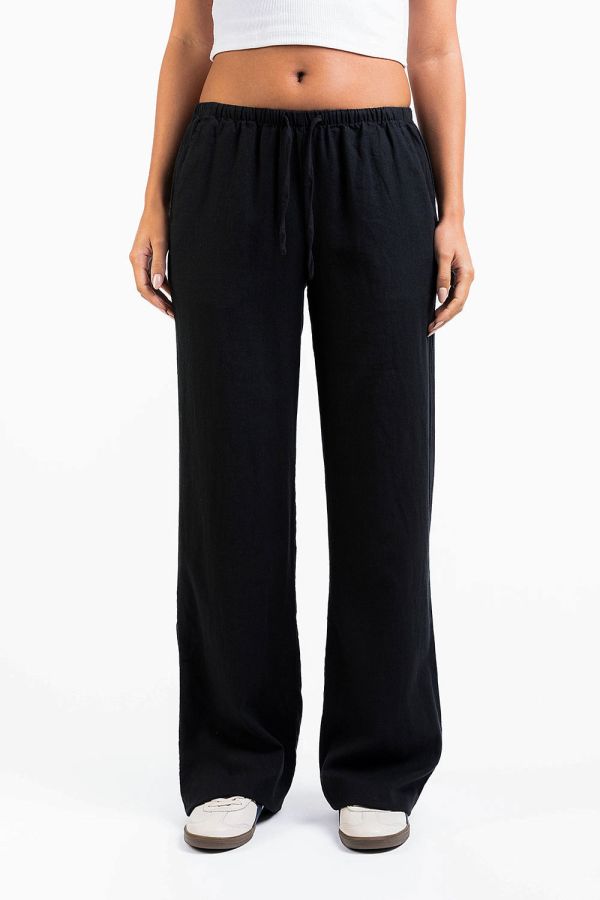 Mel 04Low Straight Linen Pants