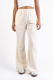 【THE MOZZ】Natural Linen Pants Marilyn Straight Pants In Plus Size In Stretch Linen