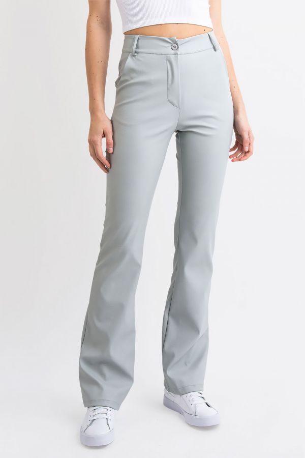 High waist Faux Leather Pants - Hunter Light Gray