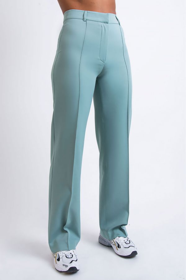 High waist Suit Pants Without Pockets - Hazel Light Green