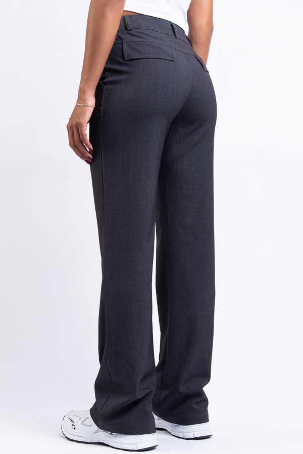 Mid Waist Suit Pants With Pintucks - Gina Dark Grey