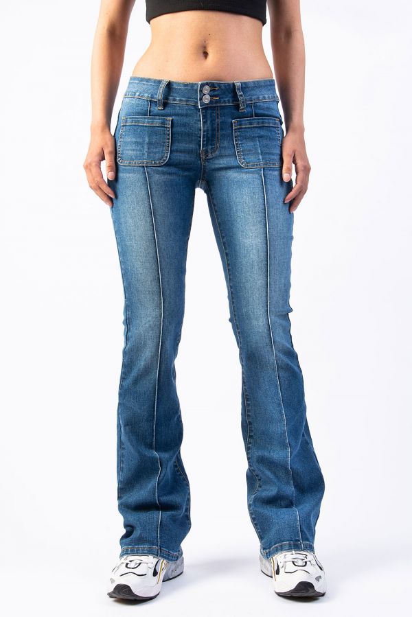 Low Waist Bootcut Jeans - Claire Classic Blue