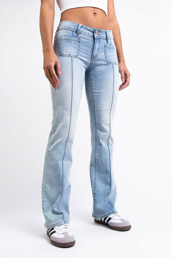 Low Waist Bootcut Jeans - Claire Bleach Blue