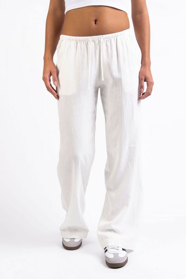 Low Waist Linen Pants - Mel White