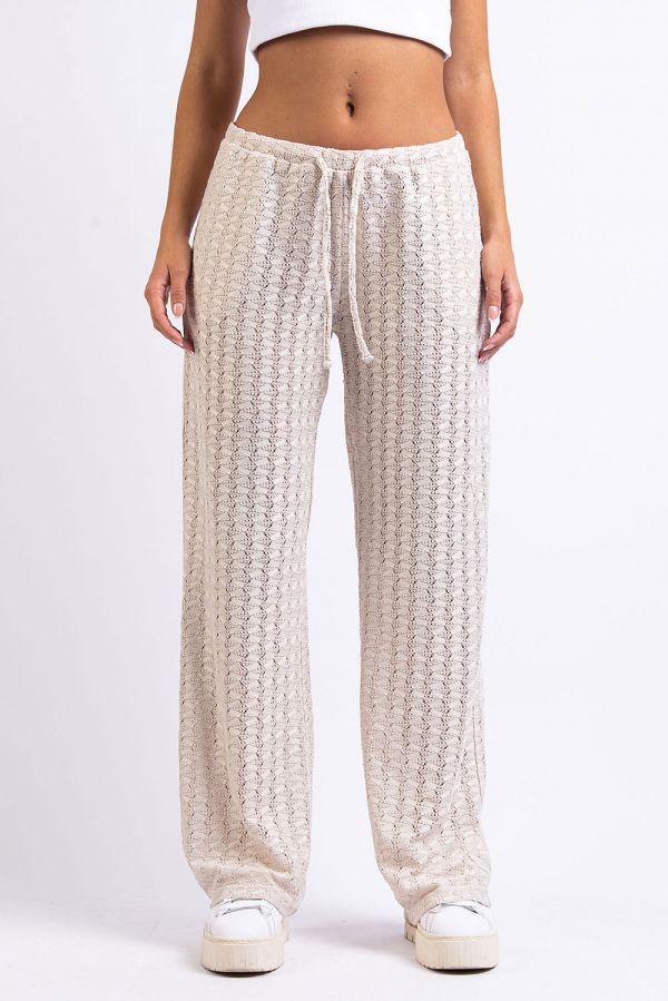 Low Waisted Lace Pants - Mia Beige