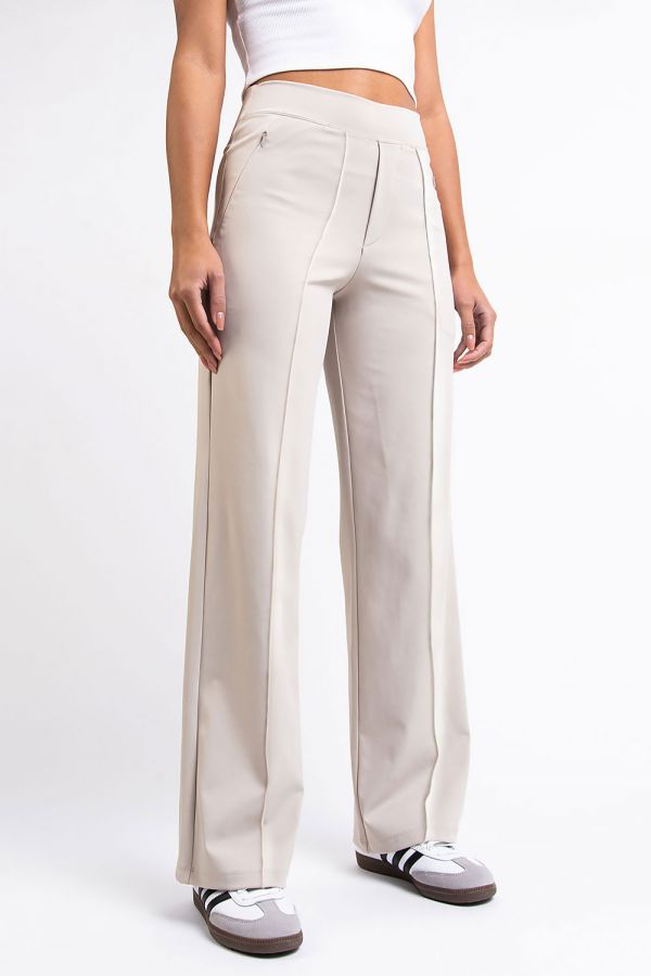 Active Ultra Stretch Suit Pants With Pintucks - Molly Beige