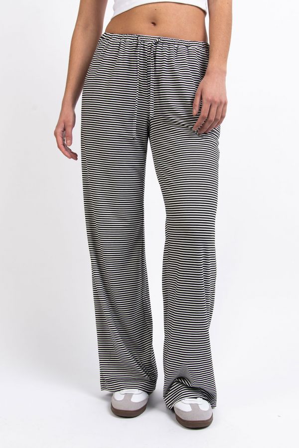 Low Waisted Lounge Pants - Mel Black Stripe