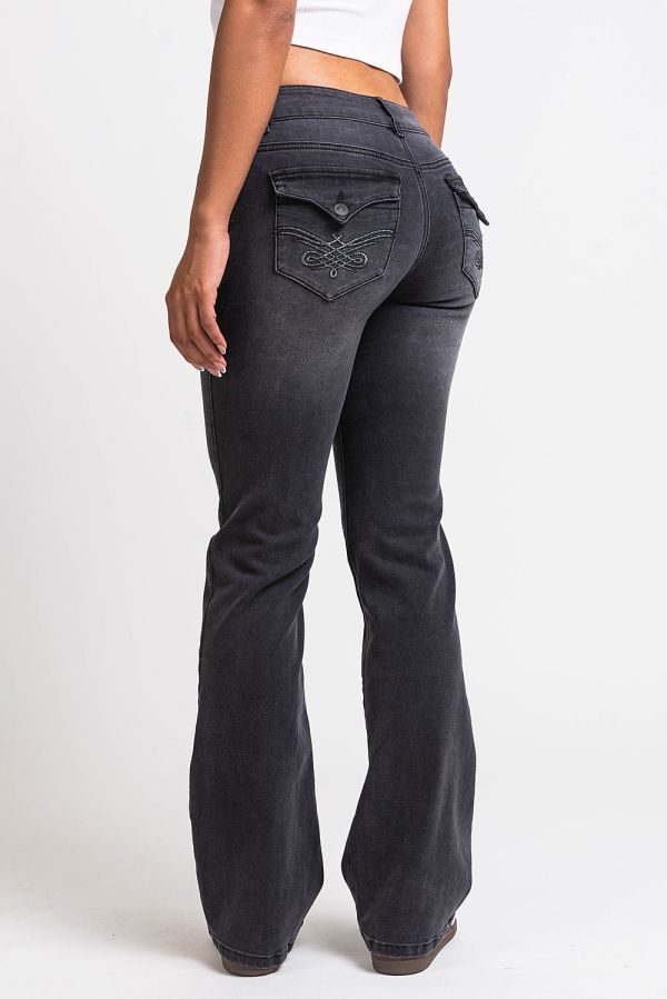 Low Waist Bootcut Jeans - Jolie Washed Black