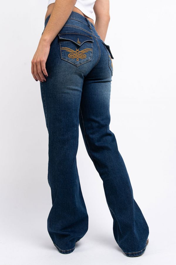 Low Waisted Bootcut Jeans - Jolie Vintage Blue